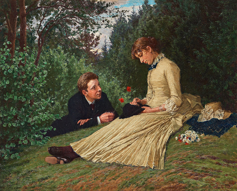 Anton Thiele (A young couple in a forest clearing.1866)